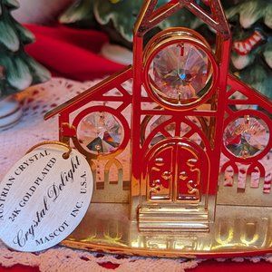Crystal Delights 24k Gold Plated Austrian Crystal Church Reflects Light